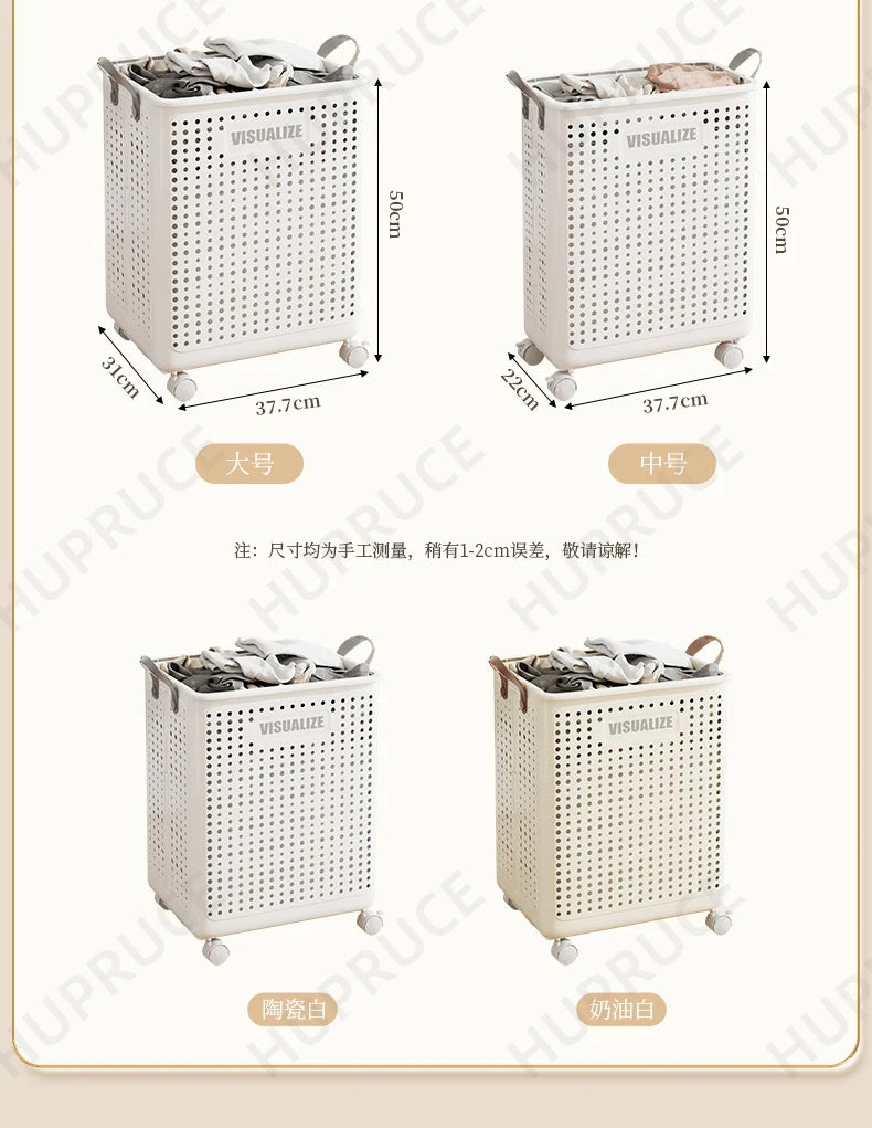 Foldable Laundry Hamper with Wheels — Portable Clothes Basket for Washing & Storage