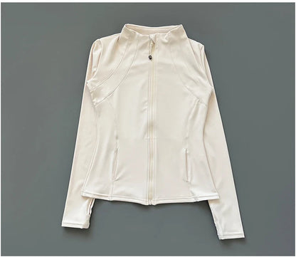 Quick Dry Stand-Up Collar Fitness Jacket for Women – Slim-Fit Zipper Yoga, Running & Cycling Top
