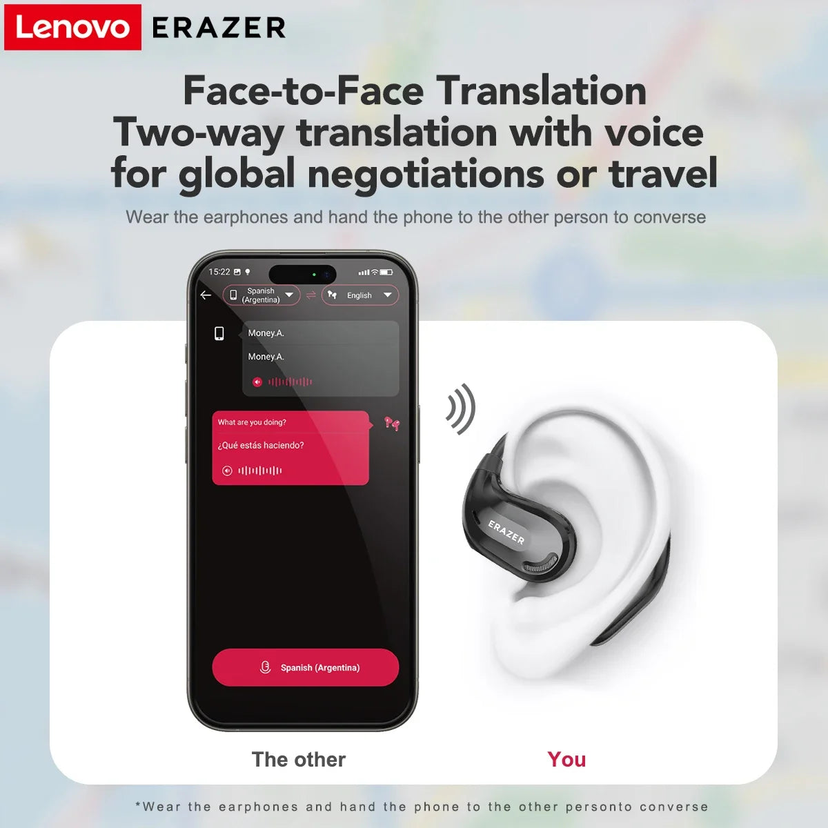 ERAZER XT66PRO Bluetooth Earphones – ASMR Headsets, DIY App, AI Translator, Wireless Earbuds with 13-Hour Battery Life & Display