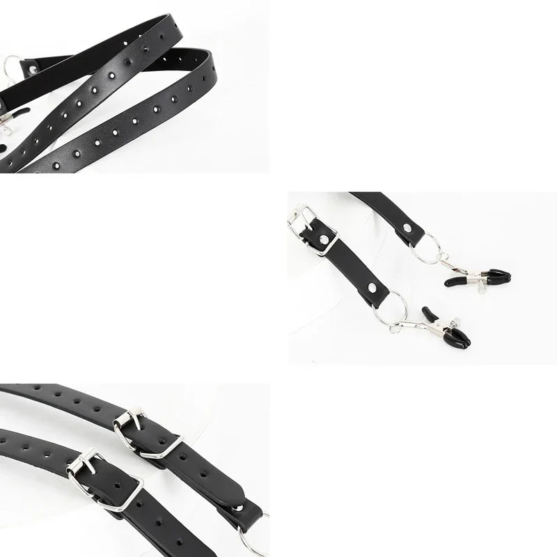 Black Leather BDSM Body Harness - Adjustable Adult Bondage Restraint & Fetish Accessory Set