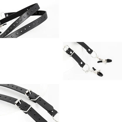 Black Leather BDSM Body Harness - Adjustable Adult Bondage Restraint & Fetish Accessory Set