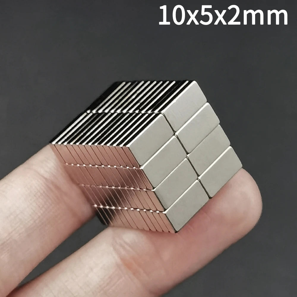 Super Powerful Neodymium Rectangular Magnet - 10x5x2 mm Small Block, 10mm x 5mm x 2mm NdFeB, Permanent Strong Magnetic (5-5000Pcs)
