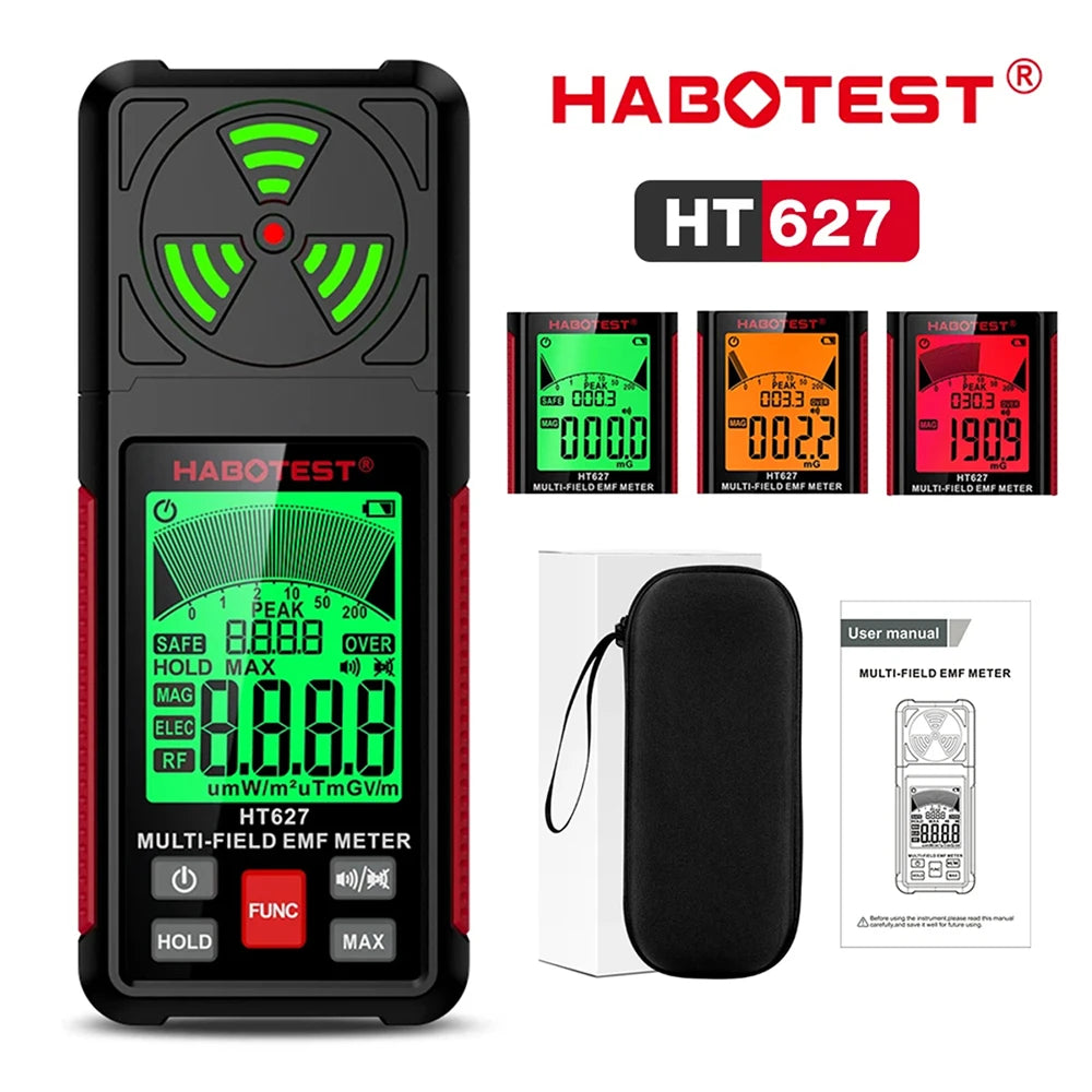 HABOTEST HT627 EMF Meter - Electromagnetic Field & Radiation Detector for Home, Outdoor & Ghost Hunting Use