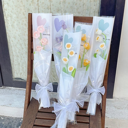5/10PCS Transparent Flower Wrapping Bags – Gift Packaging with Handle for Weddings, Birthdays, Candy & Flower Box Decor
