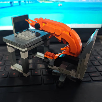 MOC Building Block Shrimp Model – Puzzle Assembly Figurine for Boys and Girls, Creative Internet Celebrity Parody Toy