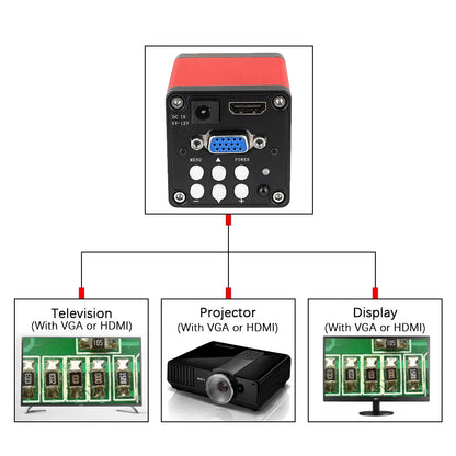 YIZHAN 4K Digital Microscope — Full HD HDMI VGA Industrial Camera with C-Mount, 150x Lens for Soldering & Phone Repair