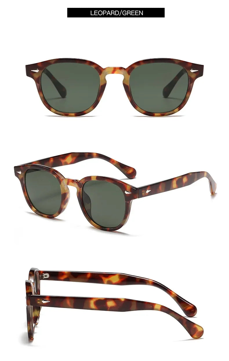 JNPCXI Retro Round Sunglasses – Punk Leopard Rivet Fashion Shades UV400 for Men & Women