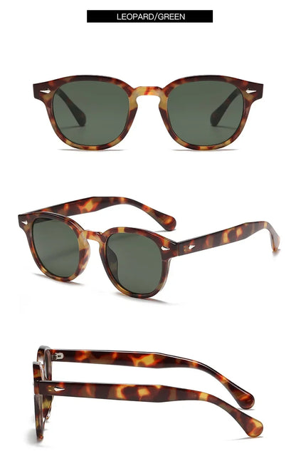 JNPCXI Retro Round Sunglasses – Punk Leopard Rivet Fashion Shades UV400 for Men & Women