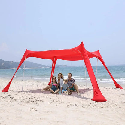 Family Beach Canopy – Large UPF50+ Sunshade Tent with Stability Poles for Beach, Camping, Parties & Picnics