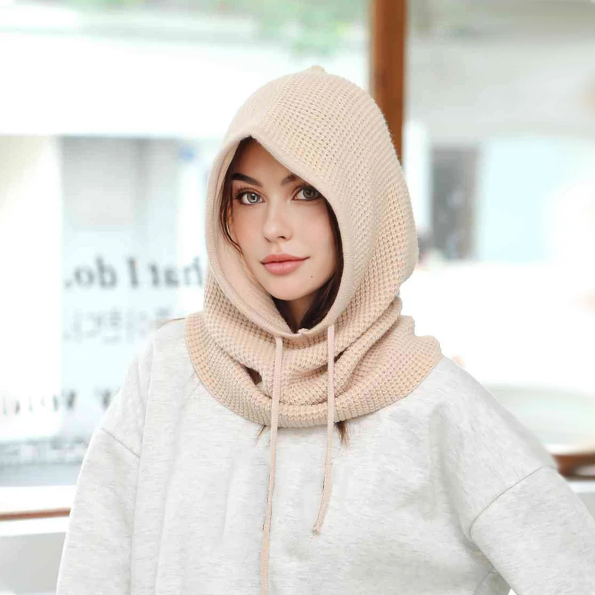 Women’s Winter Beanie Hat with Knit Balaclava – Neck Warmer & Ski Snow Scarf