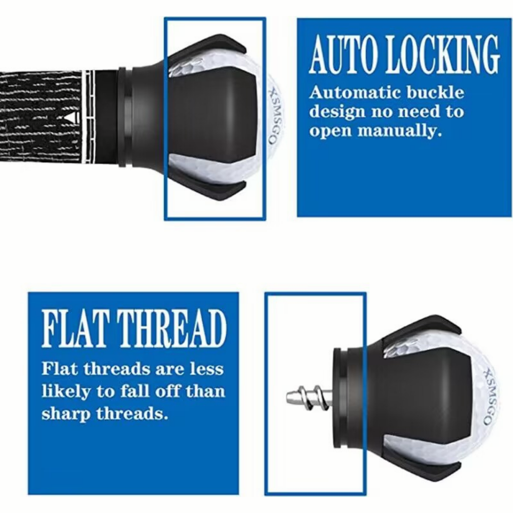 Golf Ball Picker Clamp – Rubber & Zinc Alloy Ball Pickup Tool, Convenient Golf Accessories & Training Aid