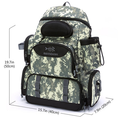 Bassdash Tactical Fishing Tackle Backpack – Lightweight Multifunctional Tackle Bag with Storage Boxes