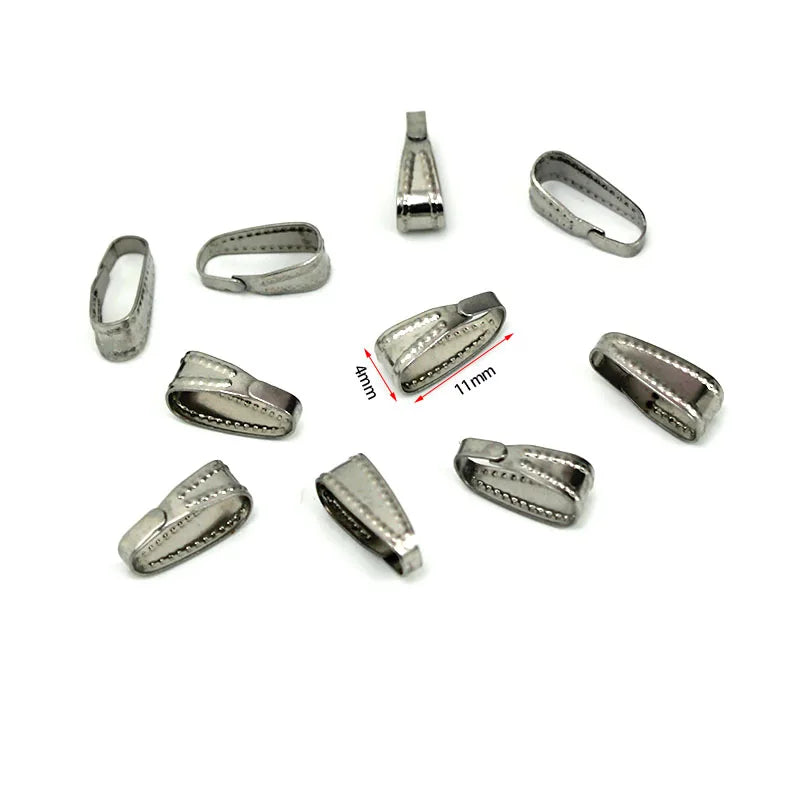 50PCS Stainless Steel Pendant Bail Connectors - Pinch Bail Clasp Clips for DIY Jewelry Making & Necklace Charms