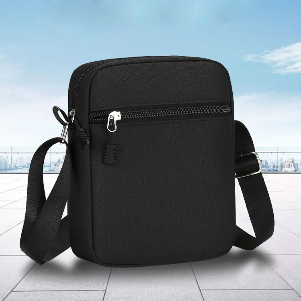 Oxford Mini Shoulder Bag – Durable Black Waist & Mobile Phone Bag for Men