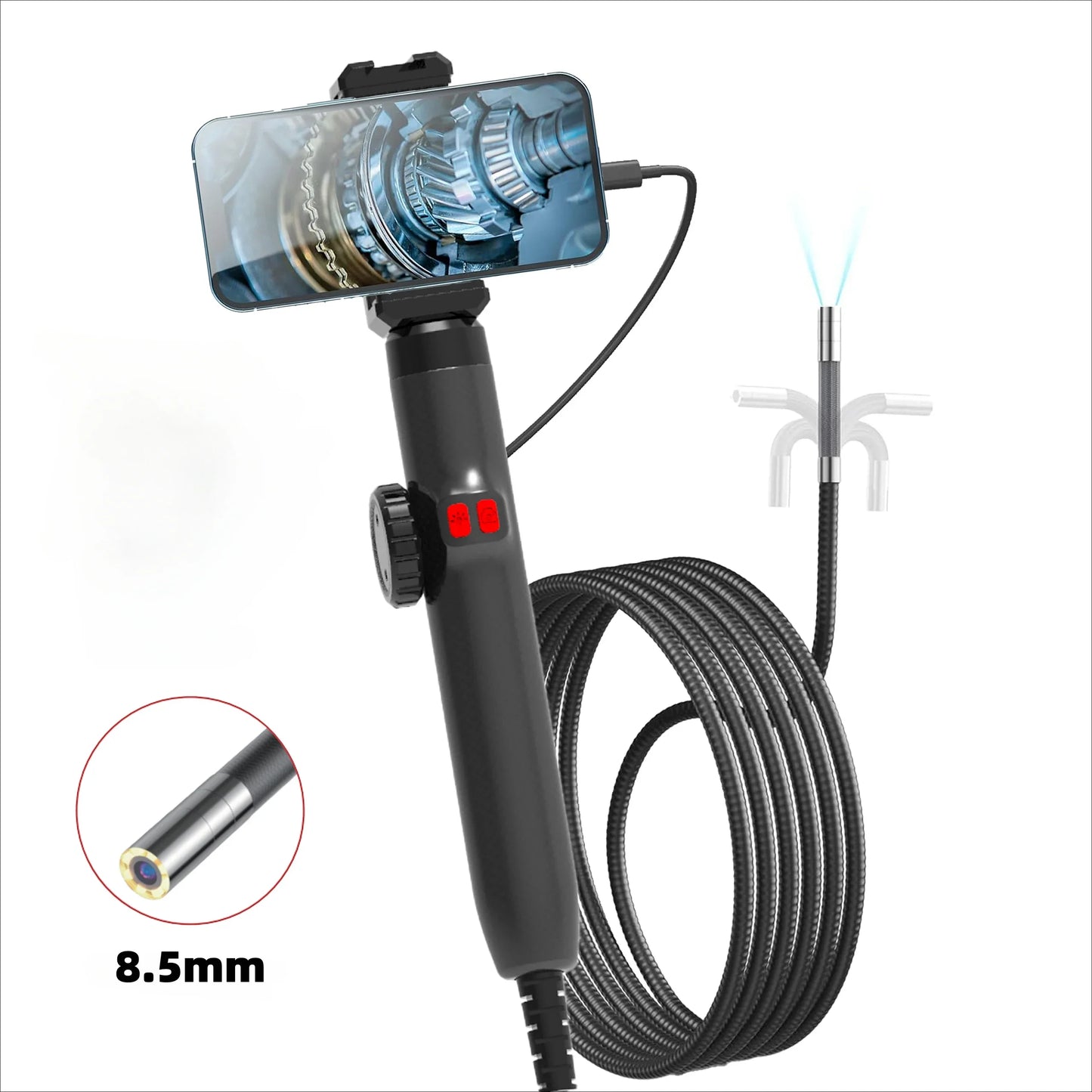 360° Articulating Borescope Camera - LED Endoscope Inspection Tool for Android & iOS Phones