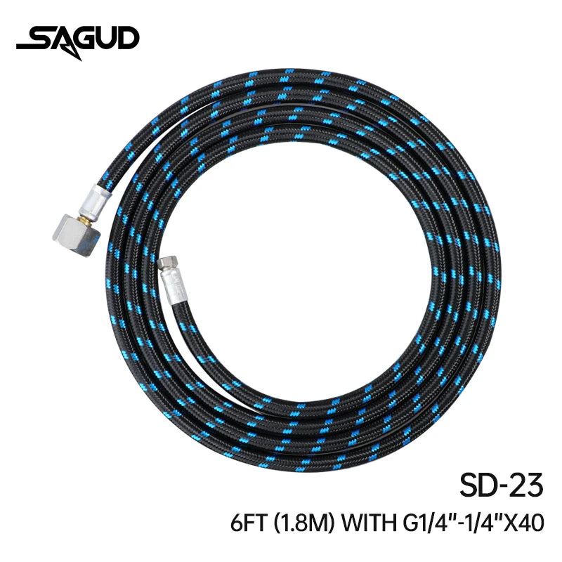 1.8m Nylon Braided Airbrush Hose with 1/8” Thread & 1/8” Male to 1/4” Female Fitting Adapter for Airbrush Accessories