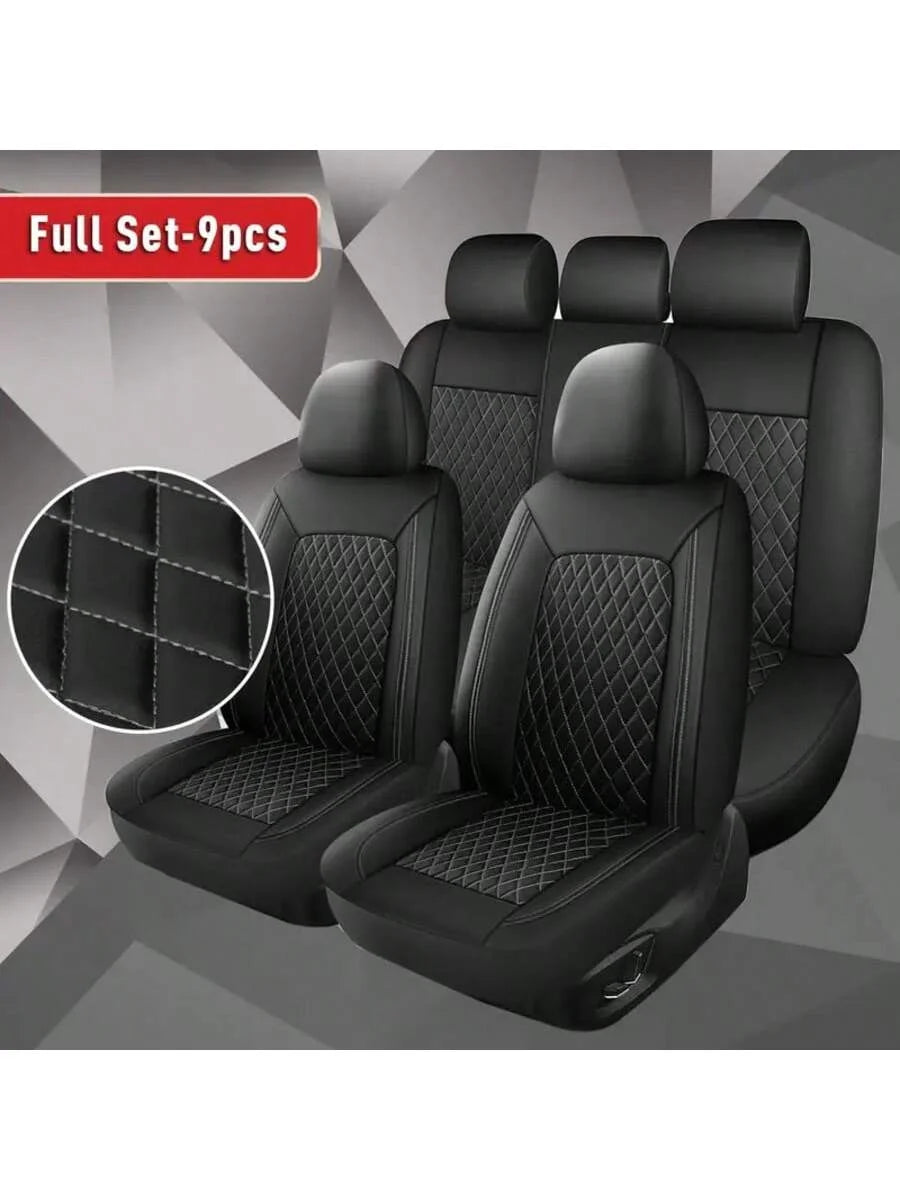 Universal PU Leather Driver Seat Cover - Single-Line Diamond Grid Car Seat Protector