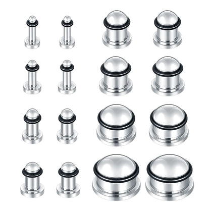 2PCS Stainless Steel Ear Plugs & Tunnels — 1.6-16mm Silver Ear Gauge Stretching Kit for Men & Women