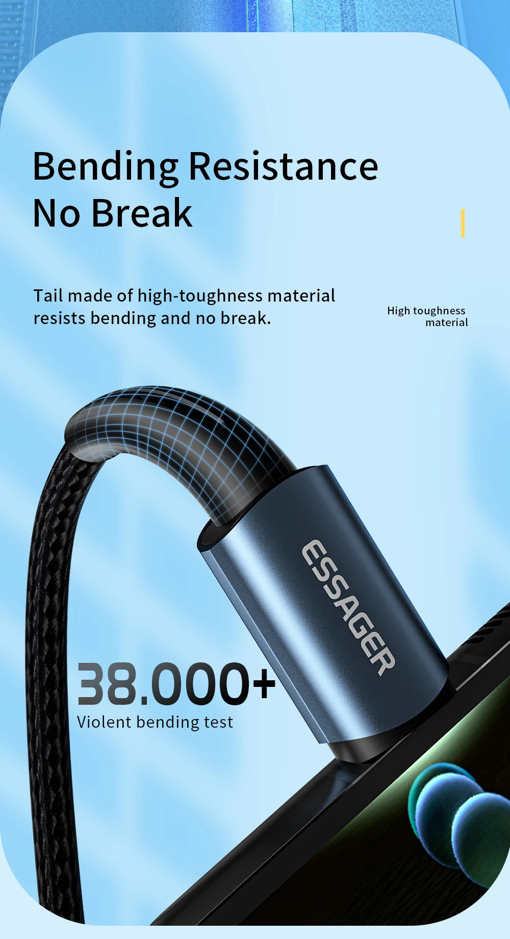 Essager USB-C Cable 100W PD QC 4.0 – Fast Charging Type-C Cable for MacBook Pro, Samsung, Xiaomi