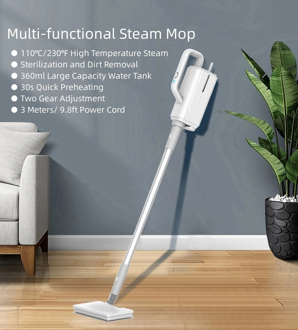 370ml Electric Steam Mop – 1500W Multifunctional Sterilization & Mite Removal Household Cleaner, 220V EU Plug