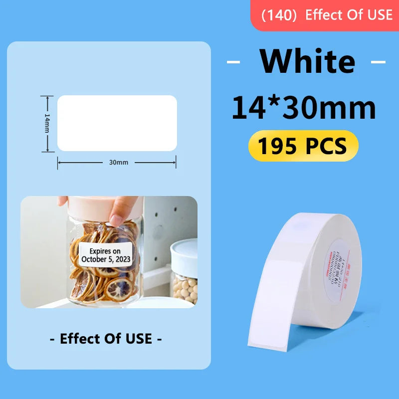 Niimbot D11/D101/D110 Mini Portable Thermal Label Printer – White Waterproof Anti-Oil Sticker Paper, No-Glue Bluetooth Sticker Printer