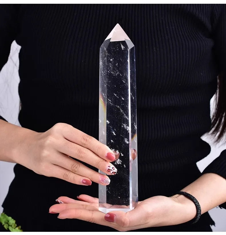 30cm Clear Quartz Obelisk Crystal Wand – Healing Feng Shui Point for Home Decoration and Crystal Therapy