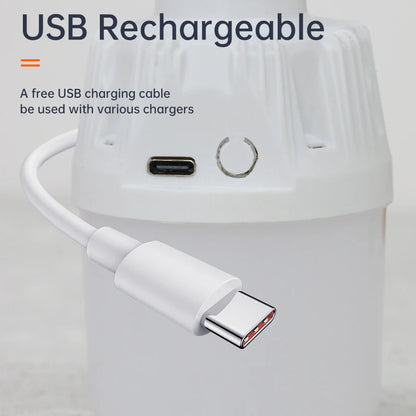 Portable LED Camping Light Bulb USB Rechargeable – 1/2/3/5/10PCS Outdoor Hanging Lamp with 3 Lighting Modes (White/Orange)