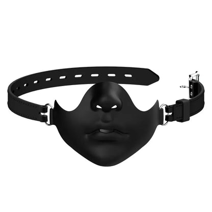 Black Resin Half Face Mask - Adjustable Buckle Strap Realistic Human Face Design for Halloween Cosplay & Costume Parties