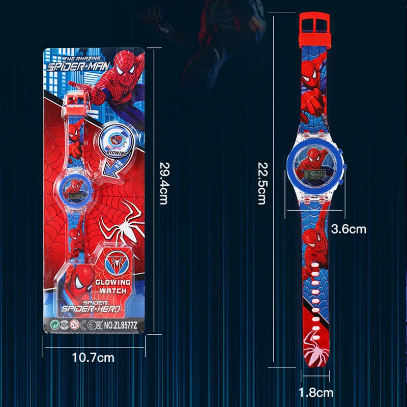 Flash Light Spiderman Kids Watch – Cartoon Hello Kitty & Mickey Design for Boys & Girls, Student Gift with Free Shipping