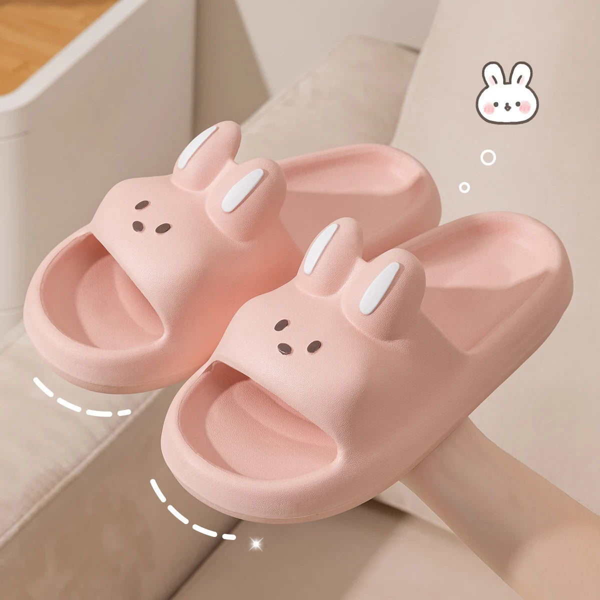 Pillow Rabbit Slippers for Women & Men – Comfy House Slides & Shower Sandals with Cushioned Thick Sole