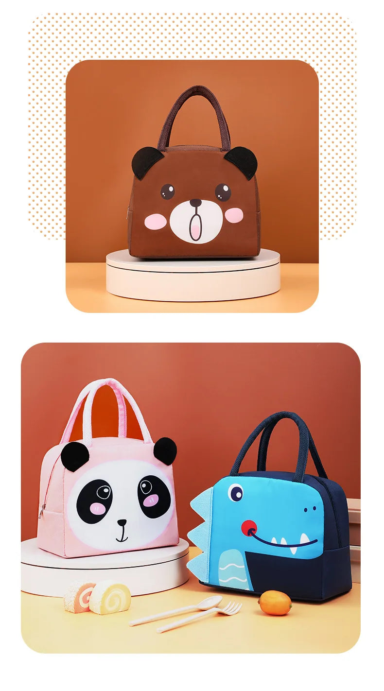 Cartoon Children’s Lunch Bag – Thermal Insulated, Waterproof Oxford Cloth Tote with Aluminum Film, Portable and High-Quality