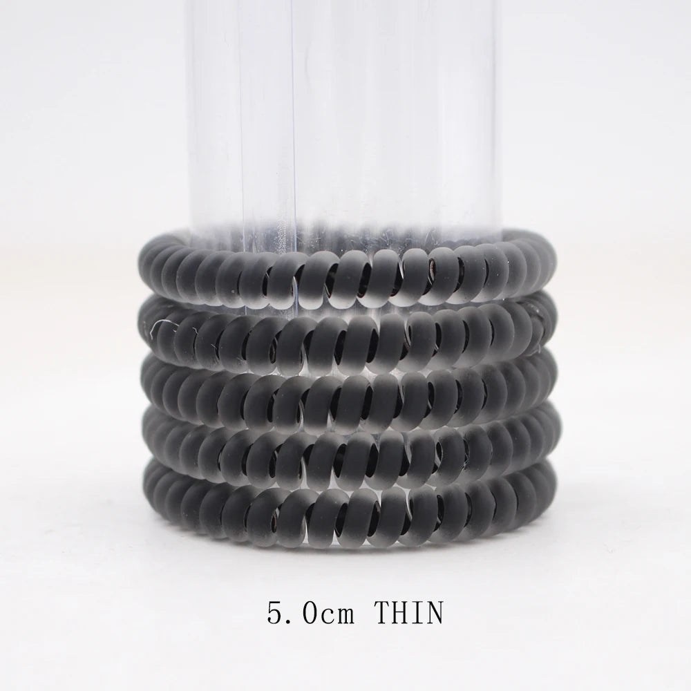 5Pcs Matte Spiral Hair Bands - Fashion Telephone Wire Elastic Hair Ties Stretchable Cord Rubber Bands for Women & Girls