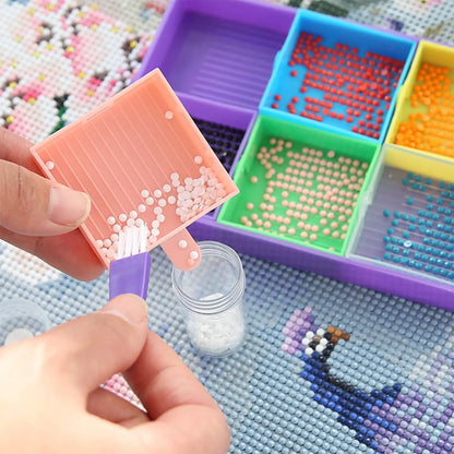 6-Grid Diamond Painting Accessory Tray Kit – Large Capacity Plate for Nail Art, Beading, and Cross Stitch