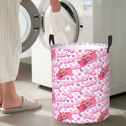 Custom Barbie Logo Laundry Basket – Collapsible Large Capacity Clothes Storage Bin, Disney Baby Hamper