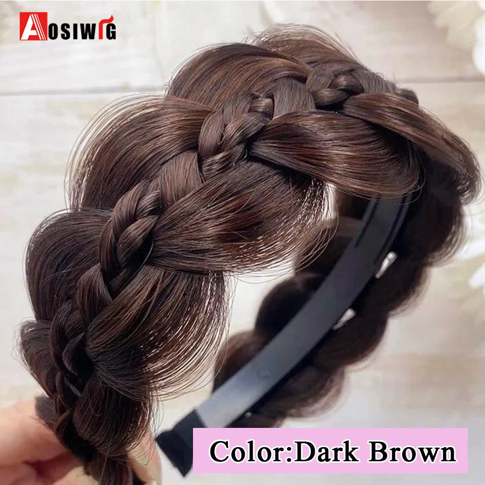 Synthetic Fishbone Braided Headband – Bohemian Plaited Hairpiece for Women Hairstyling