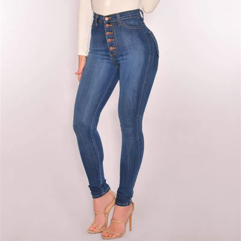 High Waist Push Up Jeans For Women - Stretchy Washed Denim Mom Jeans Skinny Pencil Pants