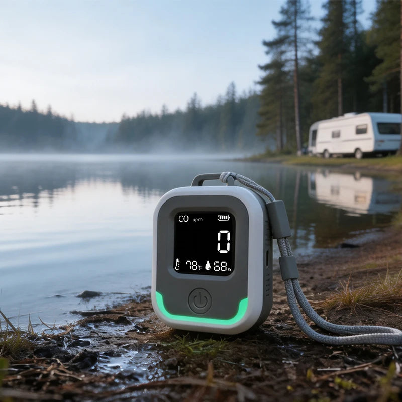 Portable 5-in-1 Carbon Monoxide Detector - Rechargeable CO Alarm for Caravans, Camping & Outdoor Use