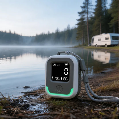 Portable 5-in-1 Carbon Monoxide Detector - Rechargeable CO Alarm for Caravans, Camping & Outdoor Use