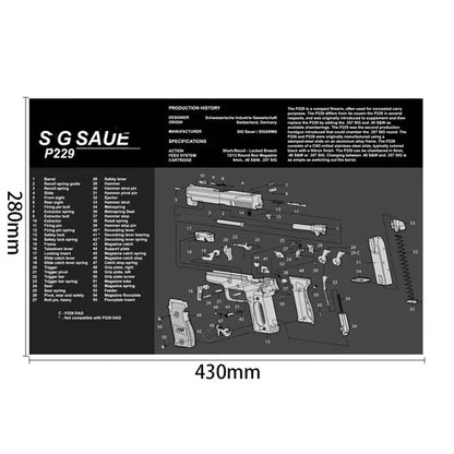 Gun Cleaning Rubber Mat Mouse Pad – AR15, AK47, Remington 870, GLOCK Gen4/Gen5, CZ-75, P220, P226, P229, Beretta 92, 1911 3D Work Mat