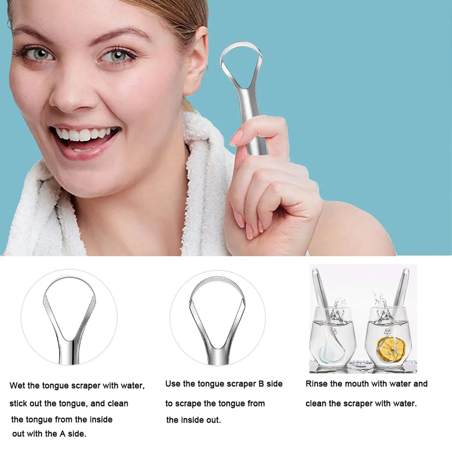 Portable Stainless Steel Tongue Cleaner – Color Tongue Scraper for Bad Breath and Oral Hygiene Care