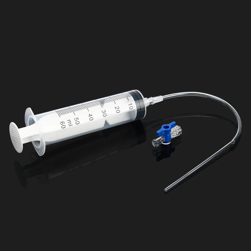 Bicycle Tubeless Tire Liquid Injection Tool — 60ML Syringe with Presta Valve Core Remover for MTB & Road Bikes