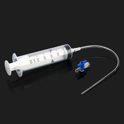 Bicycle Tubeless Tire Liquid Injection Tool — 60ML Syringe with Presta Valve Core Remover for MTB & Road Bikes