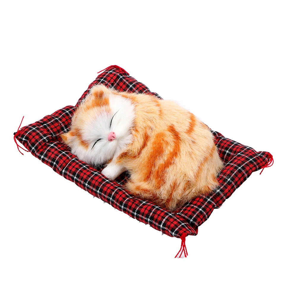 Cute Sleeping Kitten Plush Toy - Soft Cat Doll for Home Decor, Car Dashboard and Interior Ornaments