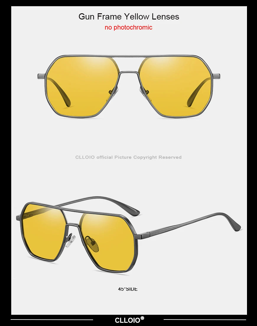CLLOIO Anti-Glare Day & Night Vision Glasses – Polarized Photochromic UV400 Driving Sunglasses for Men & Women