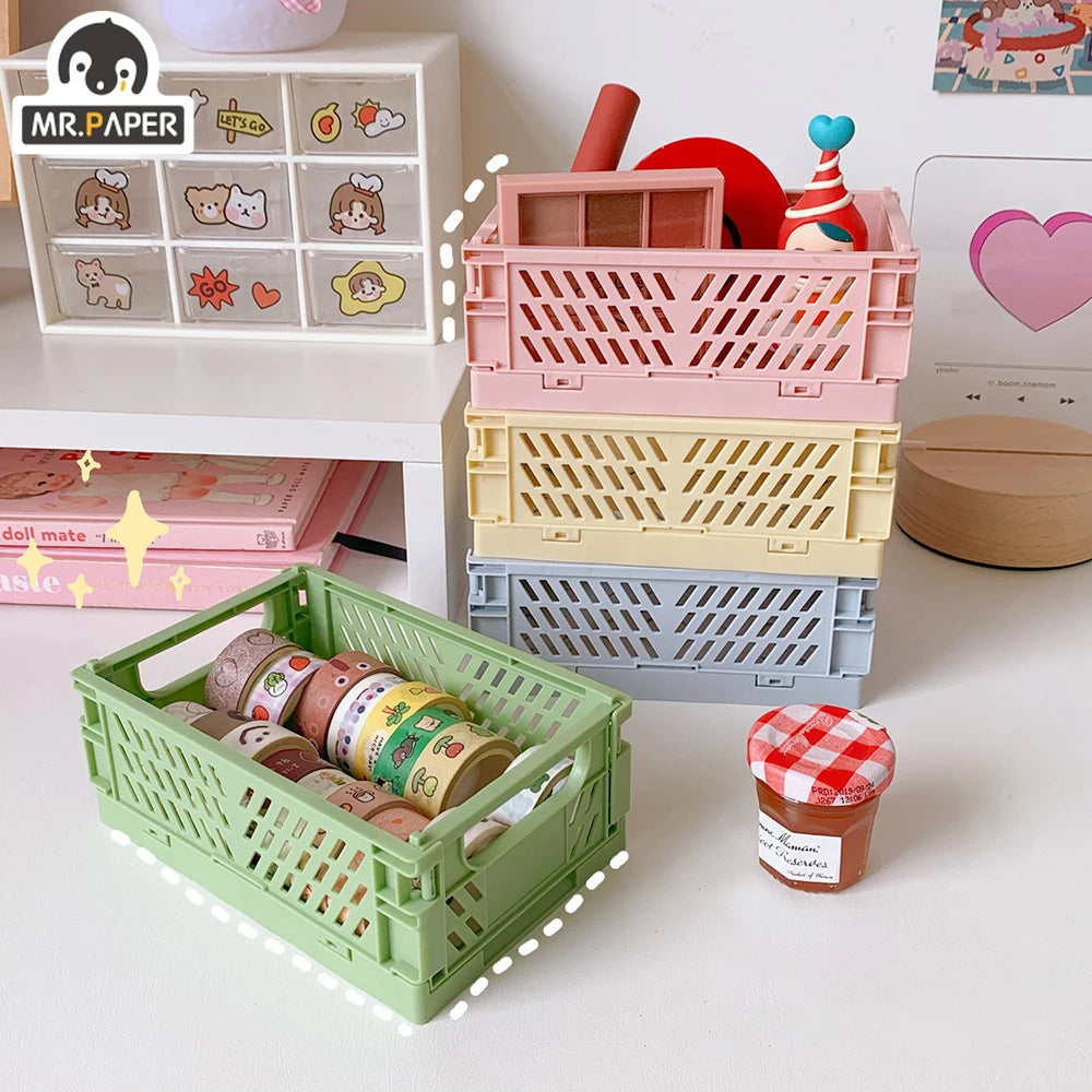 Mr.Paper 6-Style Plastic Stationery Organizer – Stackable, Foldable Desk Holder for Students and Office Supplies