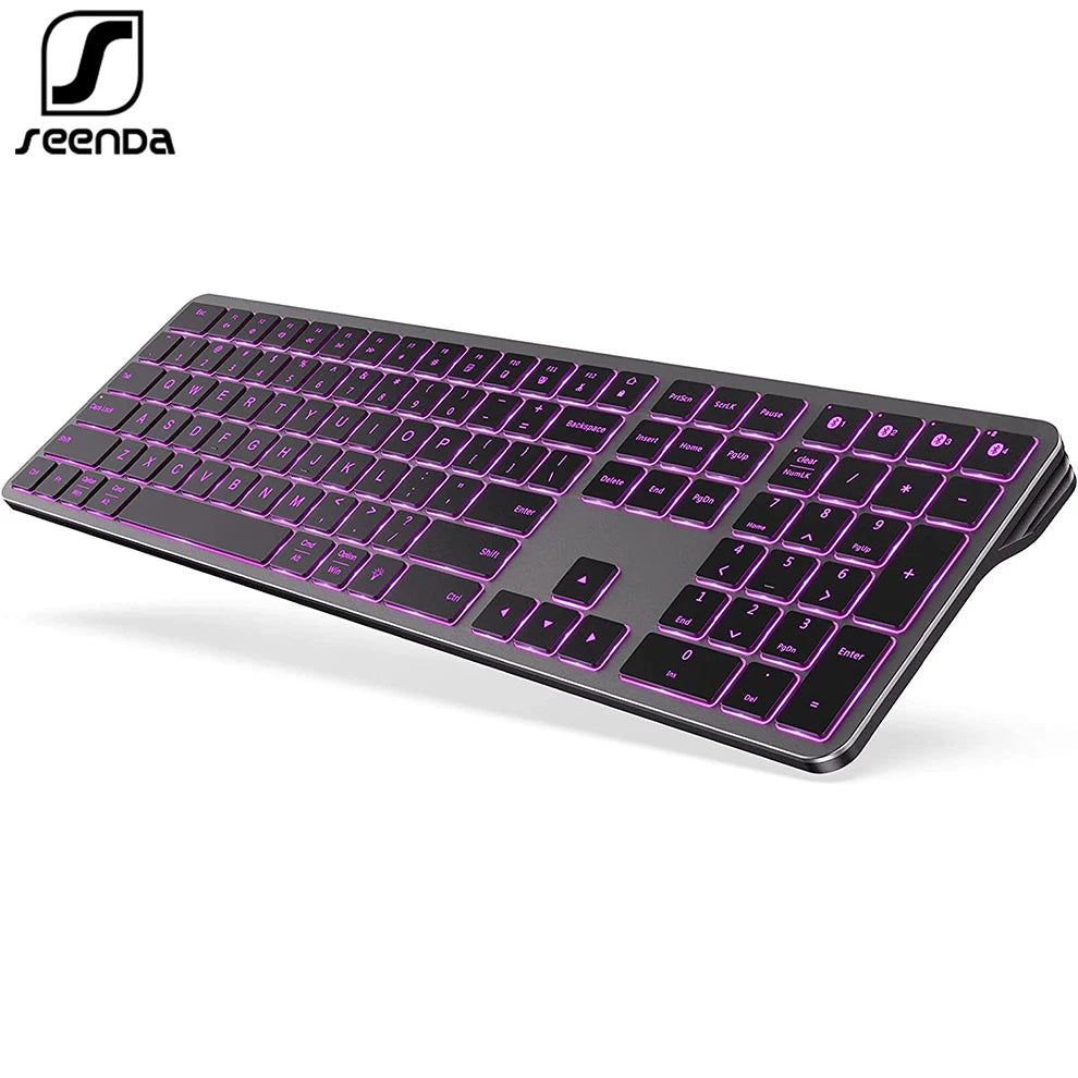 Multi-Device Rechargeable Bluetooth Backlit Wireless Keyboard for Laptop, Tablet & iPad