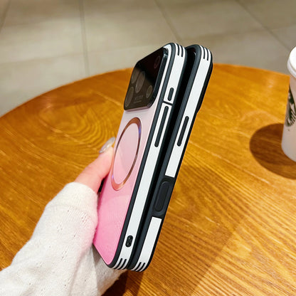 Luxury Large Window MagSafe Phone Case for iPhone 18 17 16 15 14 13 12 Pro Max Plus - Magnetic Gradient Streaming Protective Cover