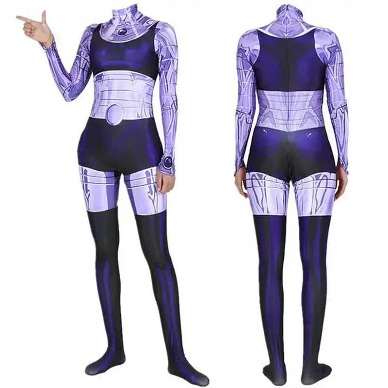 Girls & Women Blackfire Superhero Cosplay Costume – Starfire Bodysuit Zentai Jumpsuit for Halloween