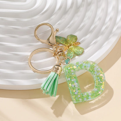 A-Z Initial Letter Resin Keychain - Green Butterfly Lobster Key Ring & DIY Charm