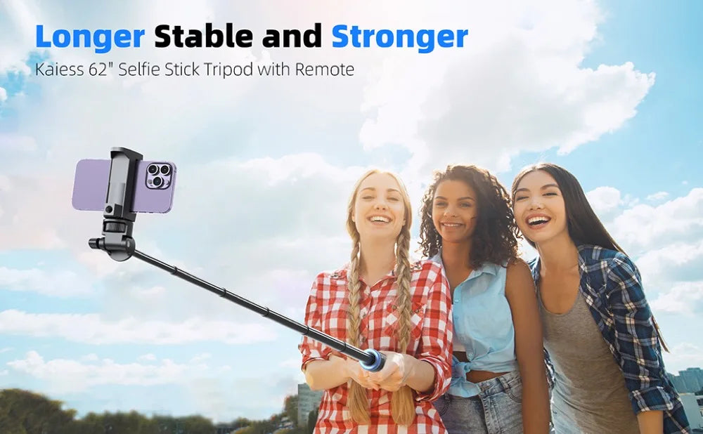 [Newest] Selfie Stick Tripod with Wireless Bluetooth Remote – For GoPro, Insta360, DJI Action Camera & Smartphones